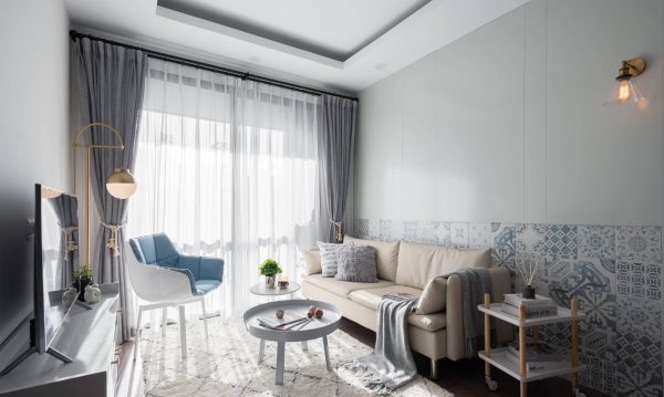 Apartment space evokes a feeling of lightness, youthfulness