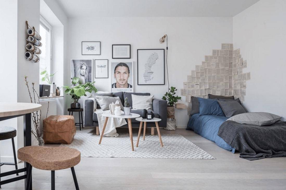 A room with Scandinavian design style.