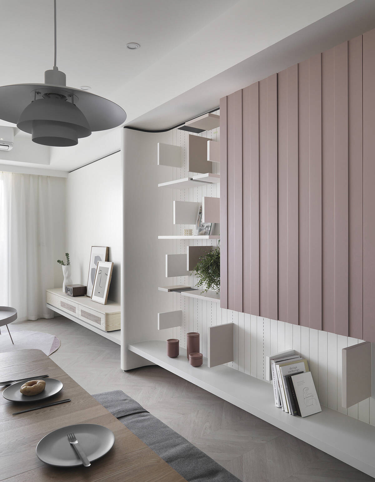 Displaying and designing mood and memory for home has never been easier thanks to the pretty, graceful pink cabinets.