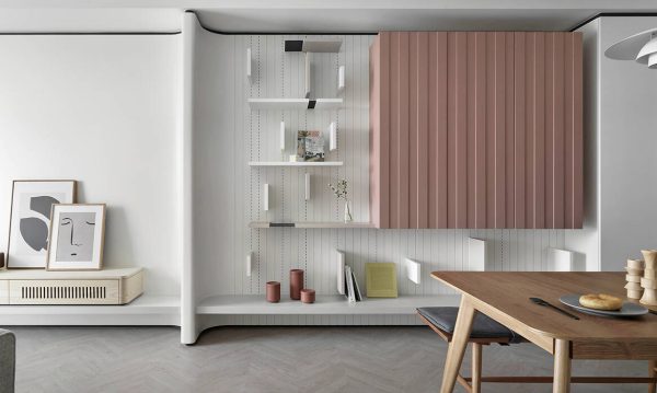 The common living space is designed in an open direction to make a spacious and bright area.