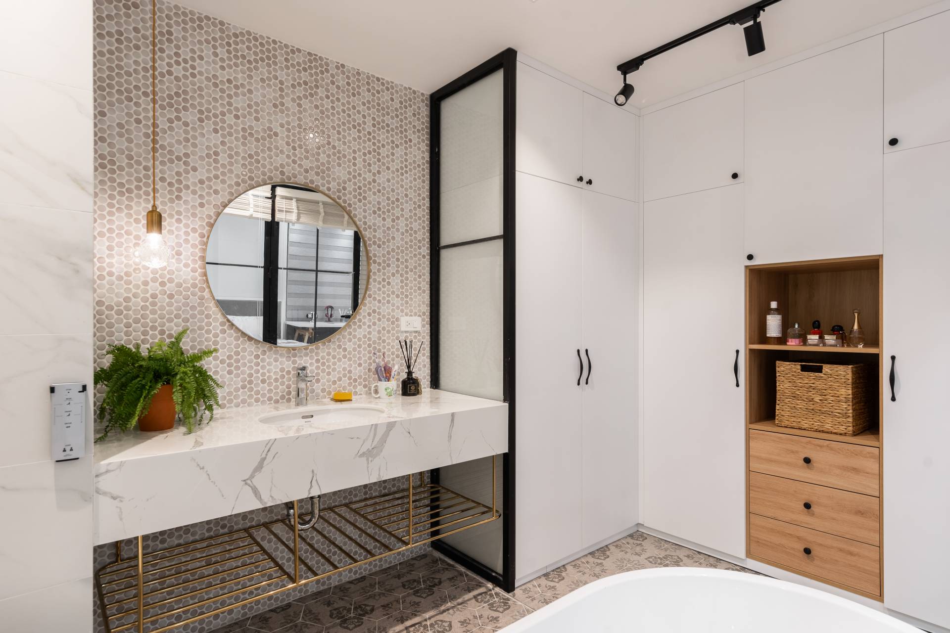 Elegant, sophisticated and modern bathroom space in the spirit of Scandinavian style.