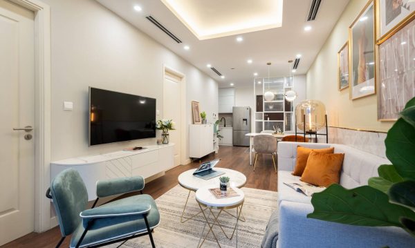 The furniture of the house is slender to help the space not be cramped.
