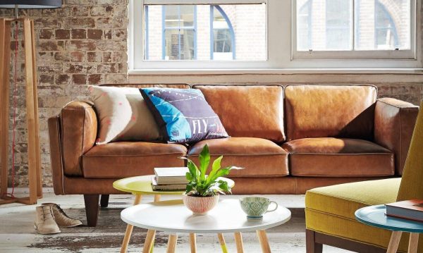 Luxury leather sofa, creating nostalgia.