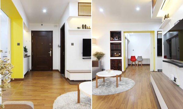 Common and private spaces of the apartment have almost no separation, creating a spaciousness for the whole.