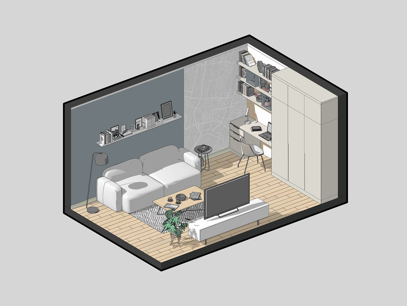 The room's perspective provides a clear view of the layout and interior arrangement.