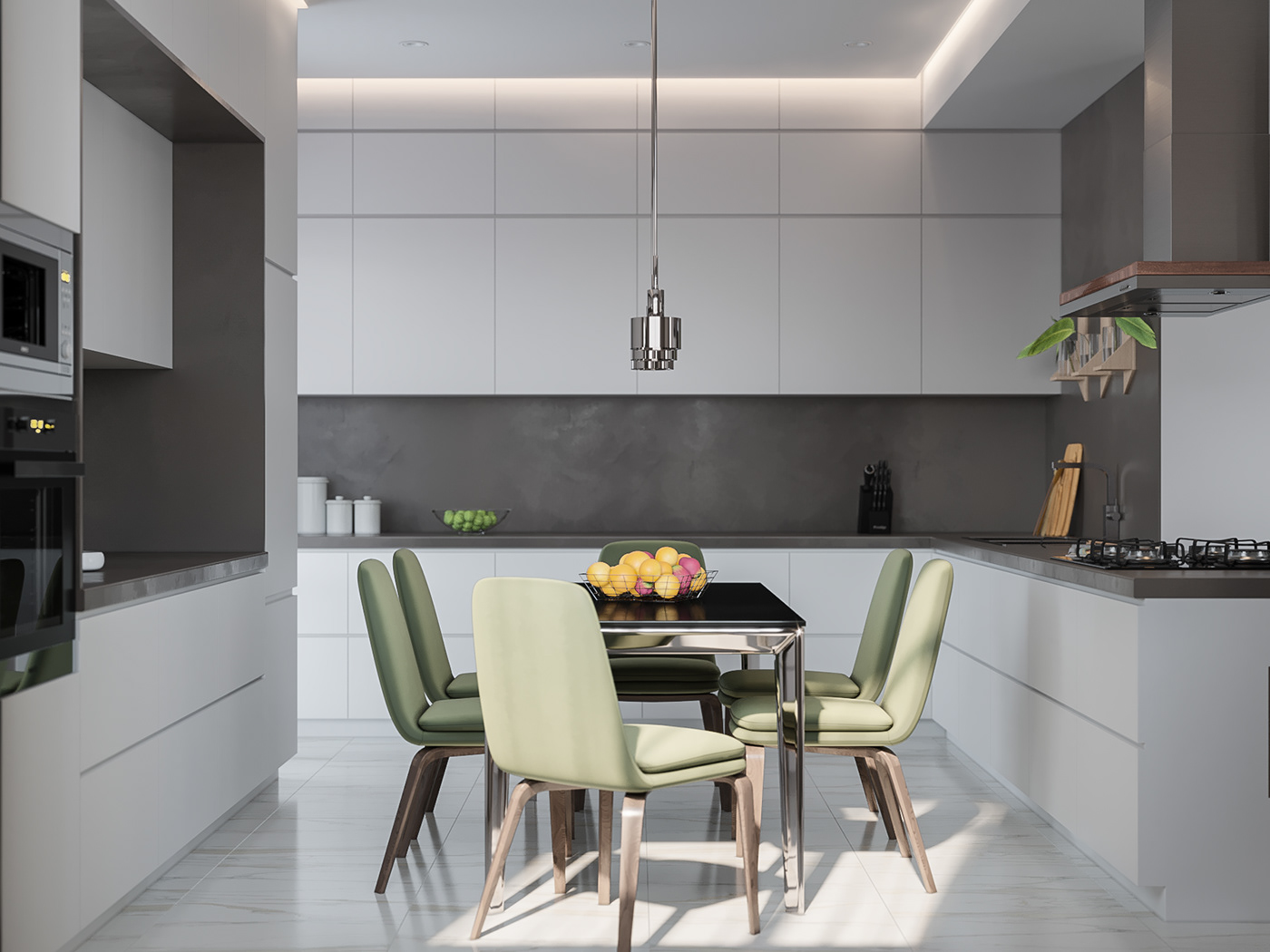 The stainless steel single drop ceiling light not only has a lovely design but also adds exceptional aesthetics to any space.