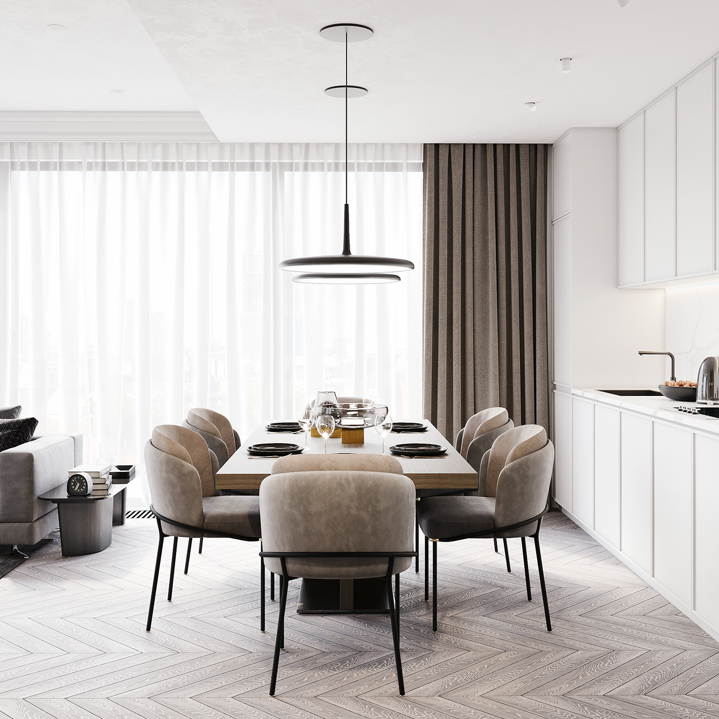 Apartment corridor with plenty of space and a well-invested lighting system.