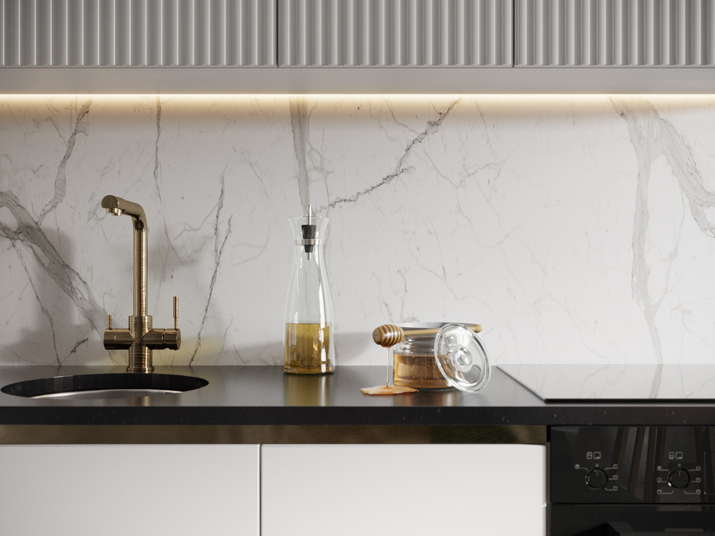 High-quality gold-plated sink faucet with a luxurious European-style design that enhances beauty and convenience in the kitchen.