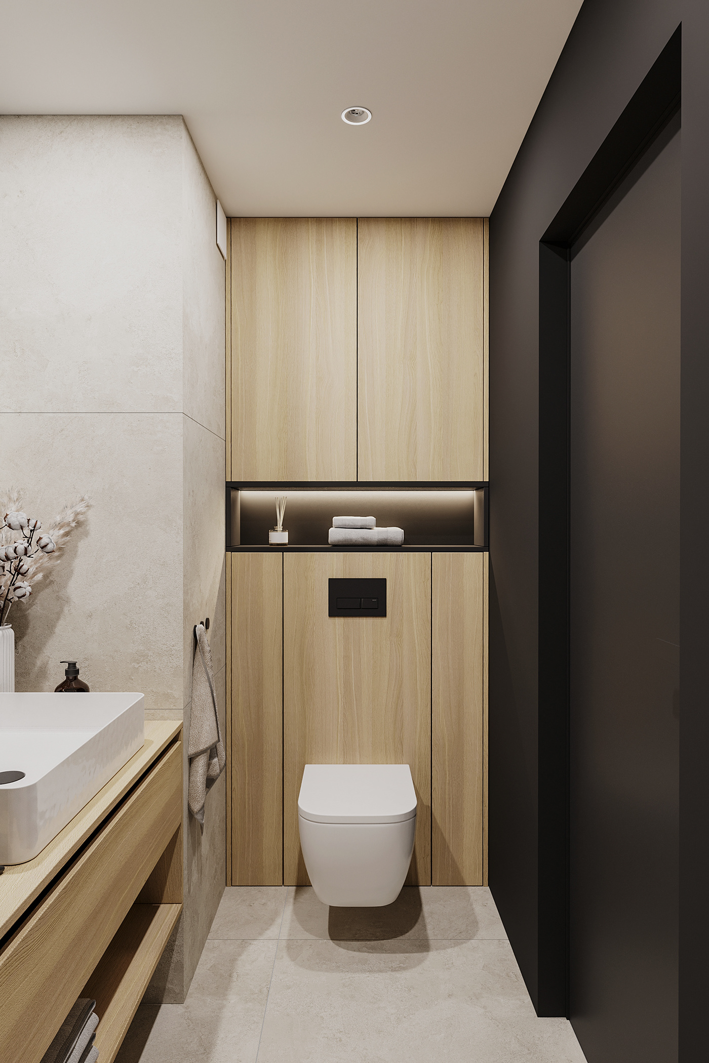 A toilet with a delicate structure and modern design that is compact and fits the space.