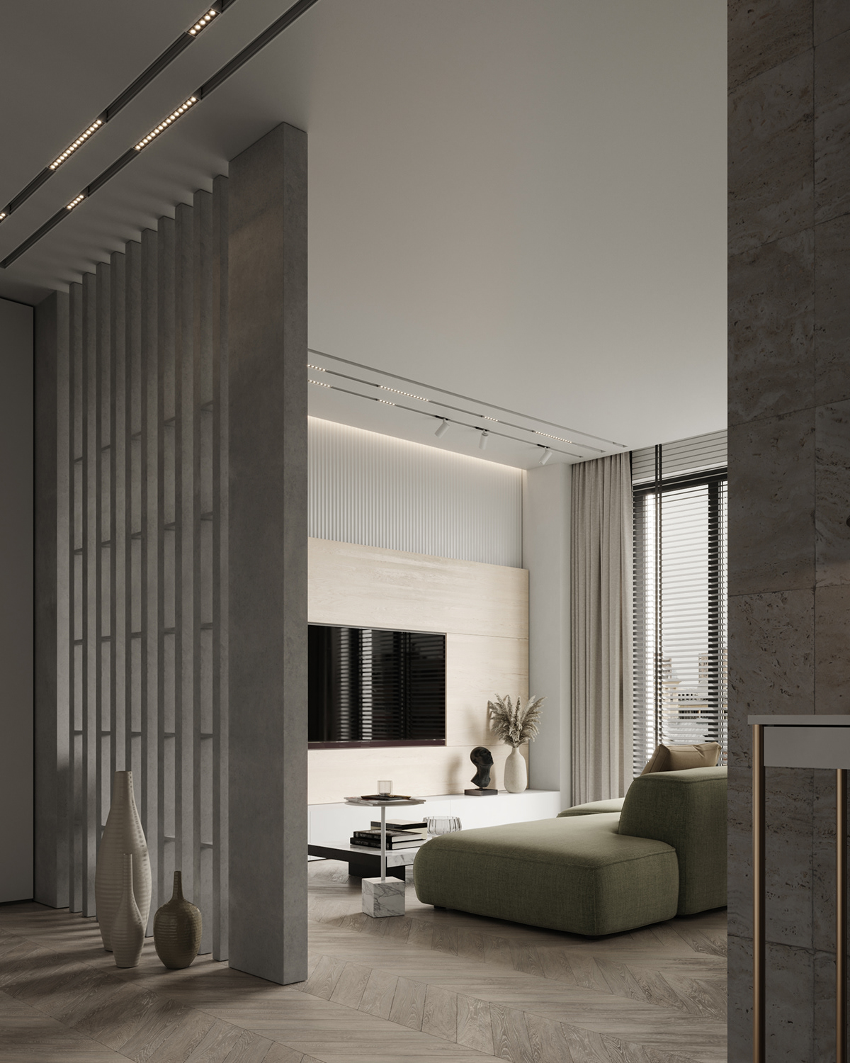 High ceilings, white walls, and natural daylight all contribute to the impression of space expansion.