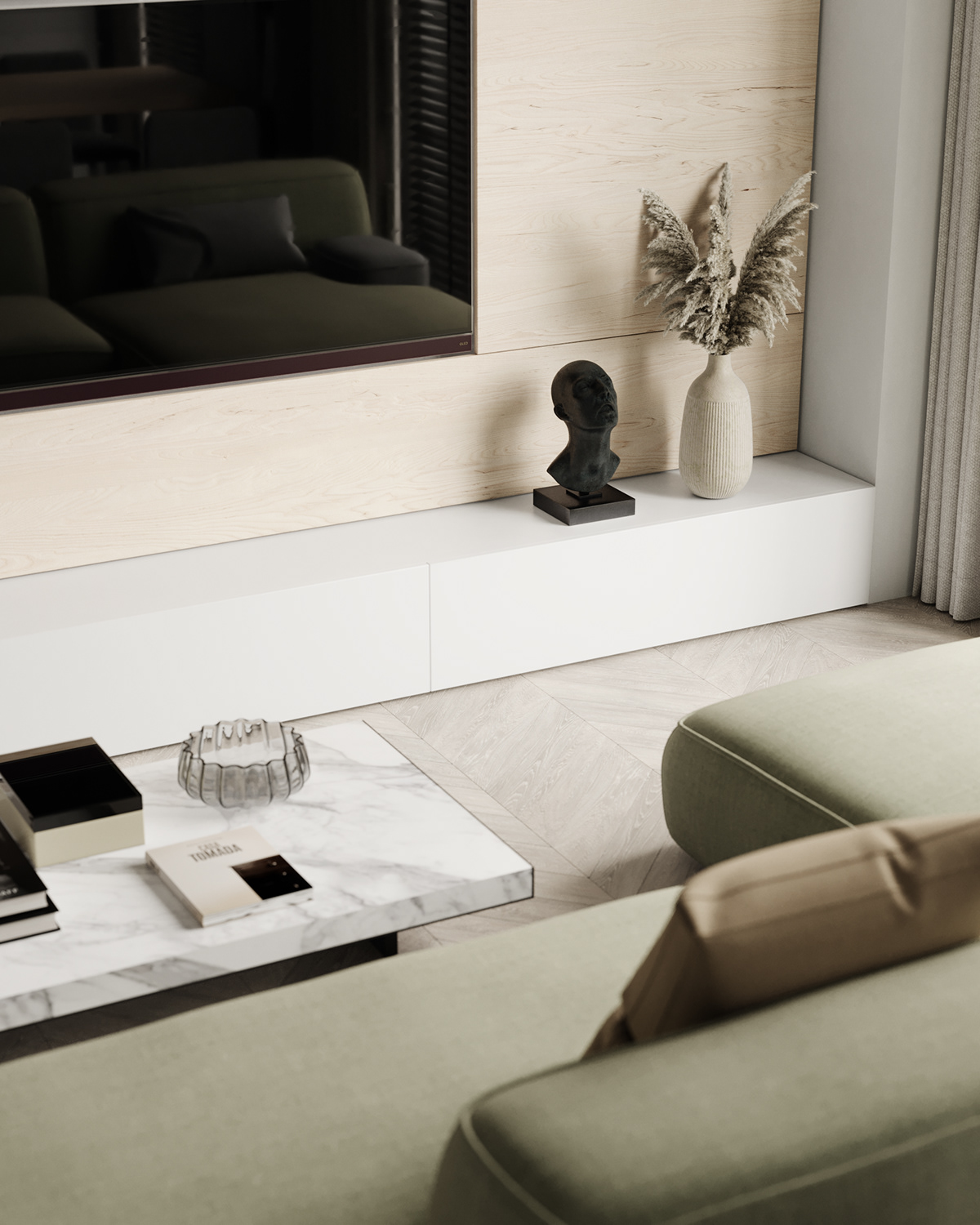 Make a focal point with a few decorations such as statues and vases.