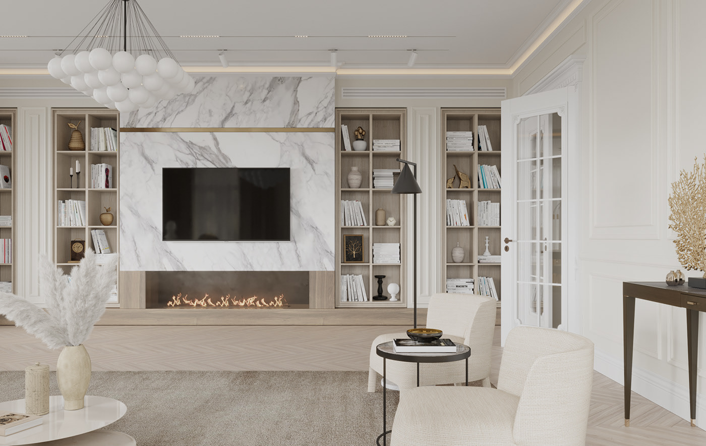 Color accents with black decorative objects are a clever way to make this living room more appealing.