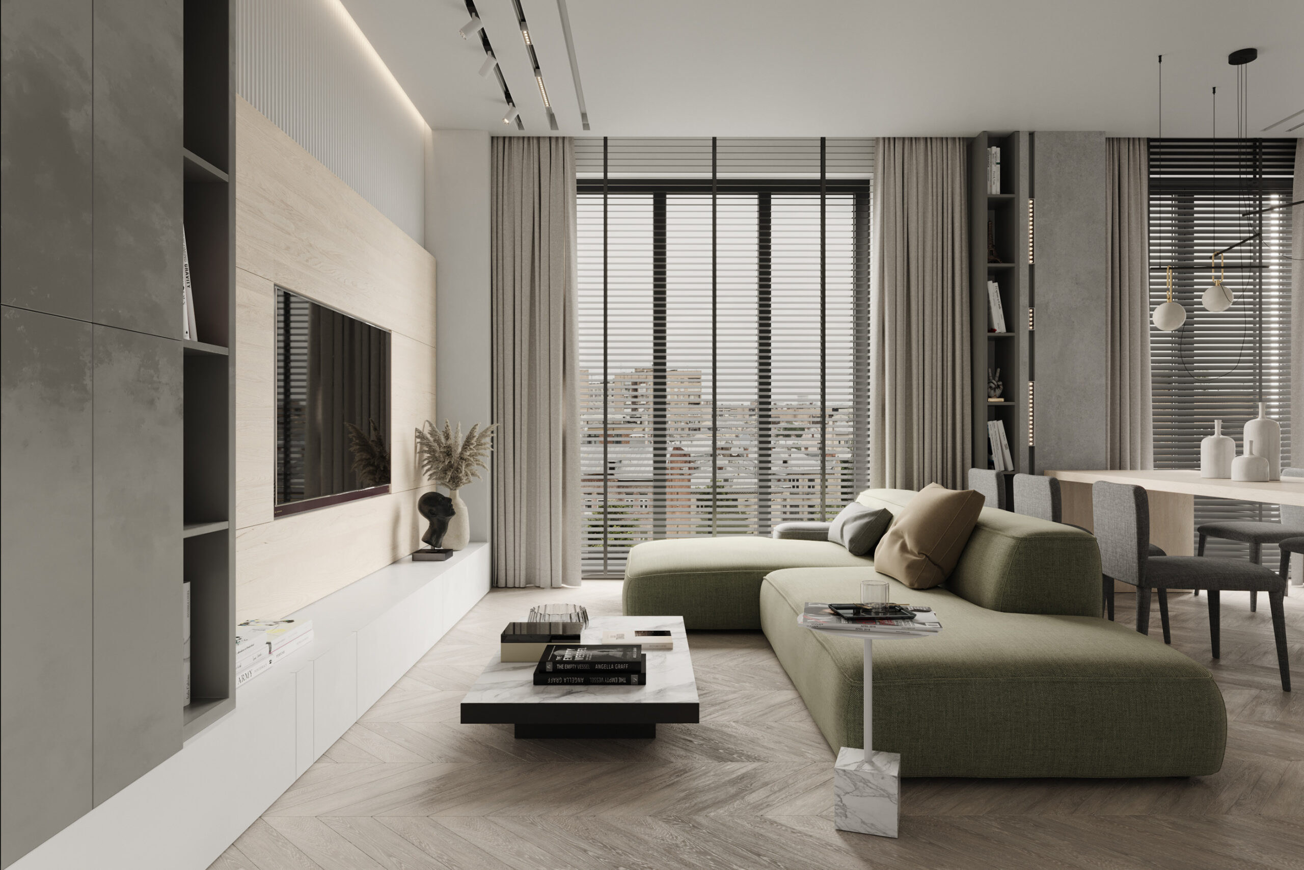 A shuttered window lets in enough light while also providing privacy.